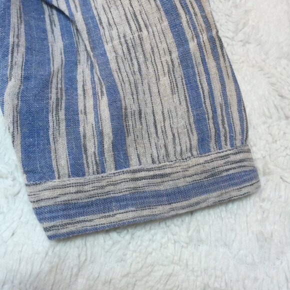 Tancredi & Morgen Top Women's High Neck Button Front Blue Striped Shirt Blouse - Picture 6 of 6